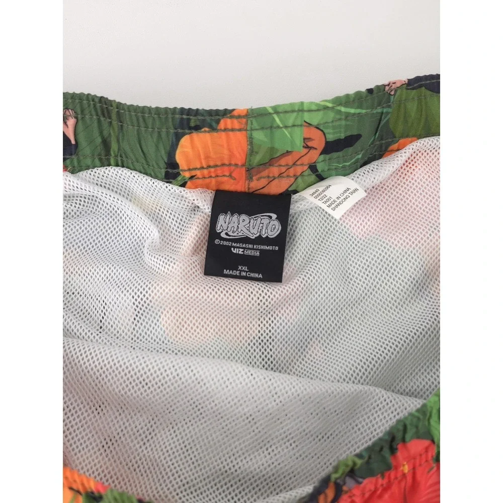 Naruto Shippuden Mens 2XL Swim Trunks Floral Tropical Board Shorts
